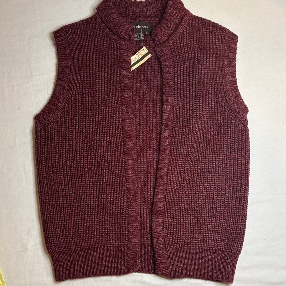 Vintage Hudson’s Burgundy Chunky Knit Vest- NWT